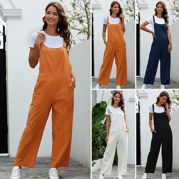 

gym clothing white overalls women loose flare pants jumpsuit bib casual playsuit straps romper with pocket summer jumpsuits for woman, White;black