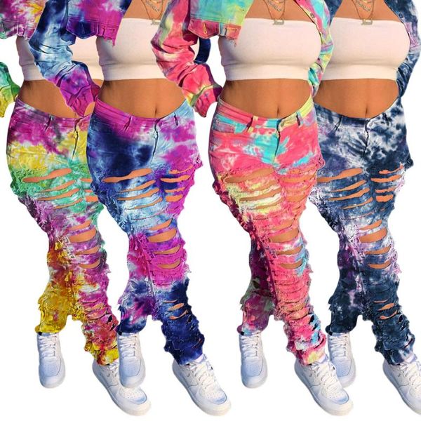 

vintage hollow out hole ripped jeans for women casual high waist elastic hight denim trouser hip hop skinny bodycon sweatpants women's, Blue