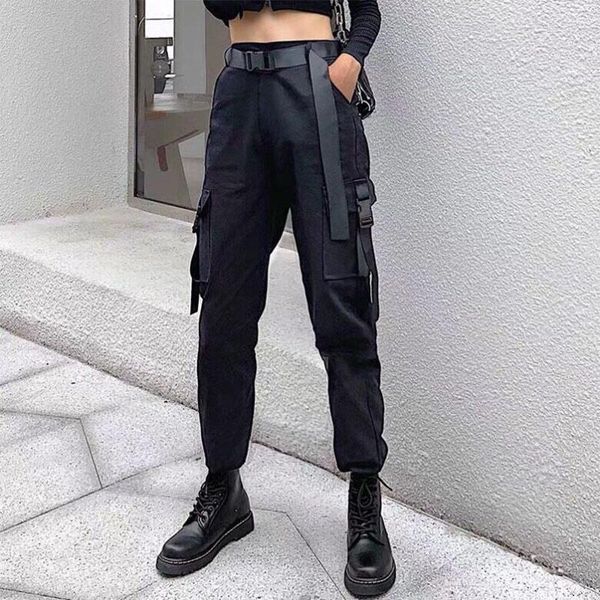 

women's pants & capris streetwear cargo women casual joggers black high waist loose female trousers korean style ladies capri, Black;white