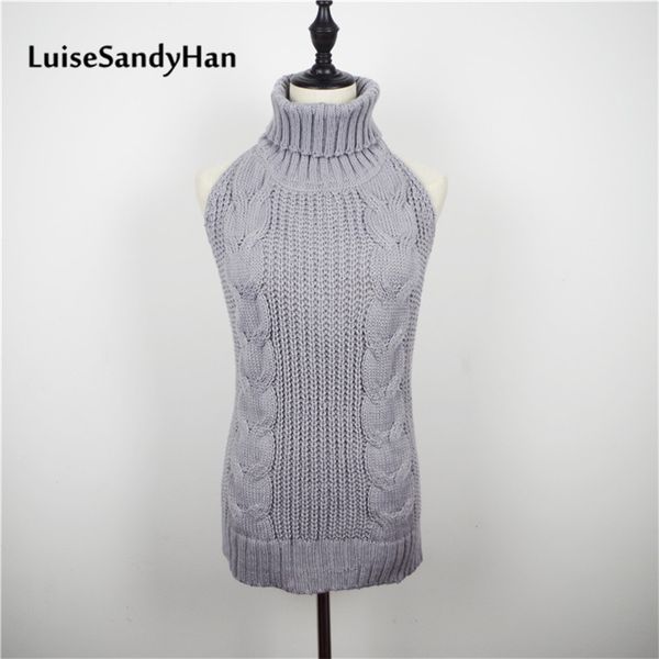 

women pullover lady solid sweater sleeveless vest casual girl turn-down neck computer knitted 210427, White;black