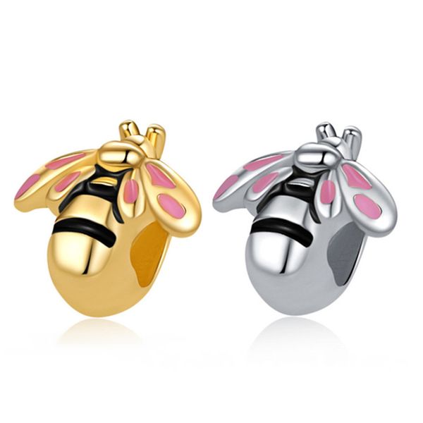 

1pcs cute insects pendant diy beads adapting to original pandora charm bracelet ladies jewelry making gifts, Silver