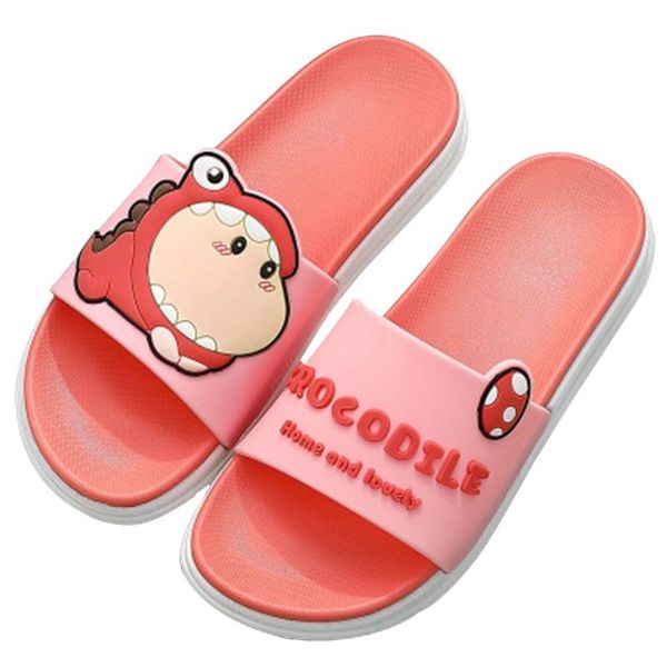 

slippers q39c women open toe indoor cartoon crocodile slide sandals bath beach shoes, Black