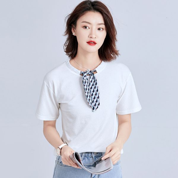 

T-shirt Design sense lace up women's fashion short sleeve T-shirt 2021 Korean New summer loose solid color top, White