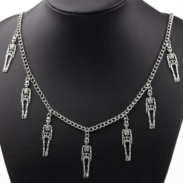 

halloween gift vintage pirate skeleton skull necklaces & pendants retro punk necklace chokers, Golden;silver