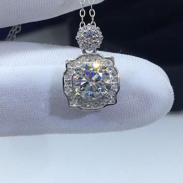

chains passed diamond test perfect cut moissanite s925 silver d color vvs classic square shape pendant necklace luxury gift