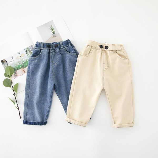 

boys girls autumn jeans kids denim blue beige fashion jean baby all match trousers