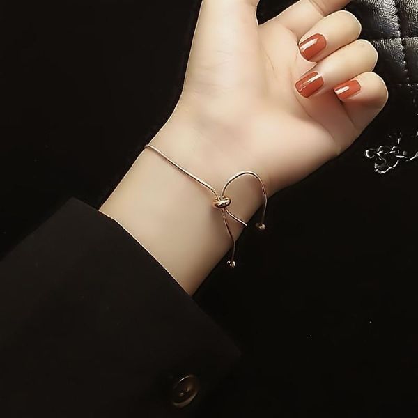 

charm bracelets bracelet for women bead adjustable wrist chain stainless steel jewelry gold rose silver color vintage mistress gift(gb442), Golden;silver