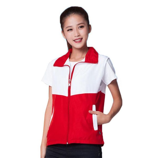 

women's vests men/women working volunteers work vest coat sleeveless zipper casual fashion, Black;white
