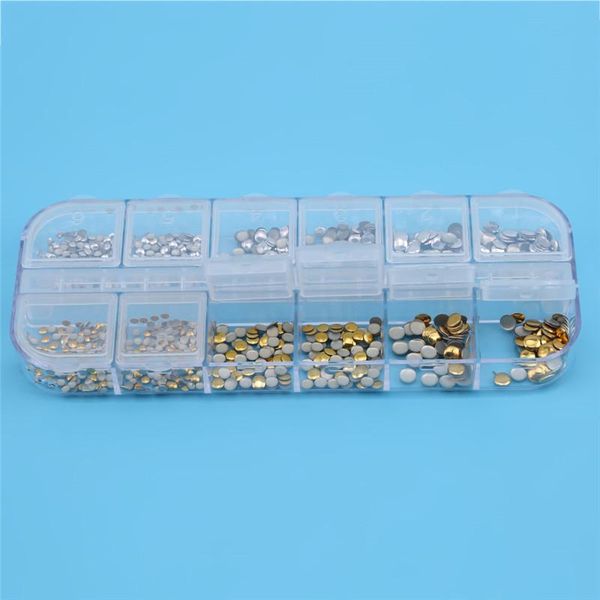 

nail art equipment 12grids crystal rhinestones gold rivet glass mixed size 3d manicure diy alloy decorations for, Silver