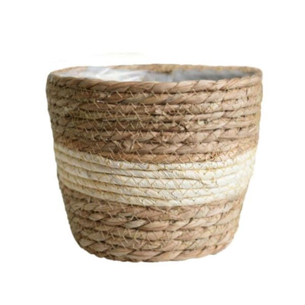 

storage baskets woven basket flower pot seagrass rattan plant straw pots garden planter