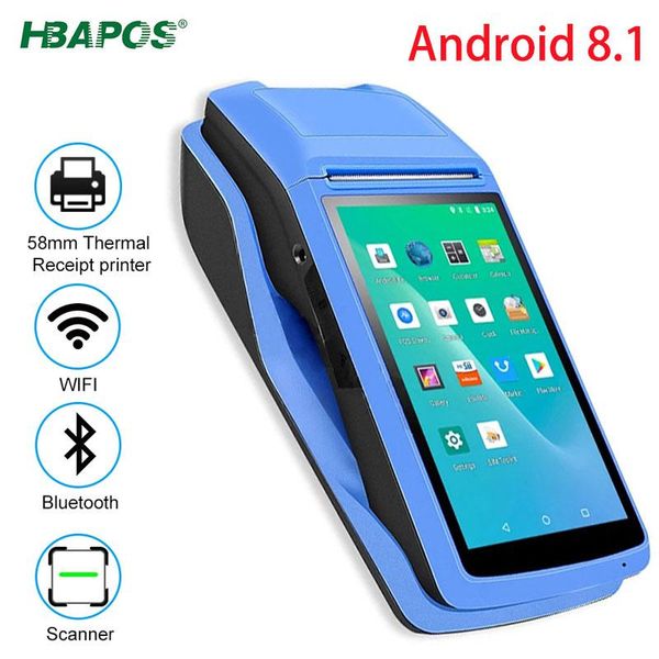

copiers hbapos pda handheld pos terminal built-in thermal printer 58mm bluetooth wifi android rugged barcode camera scanner 1d 2d
