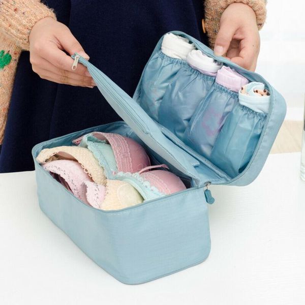 

duffel bags women travel portable storage bag box solid color zipper protect bra socks organizer underwear case drop
