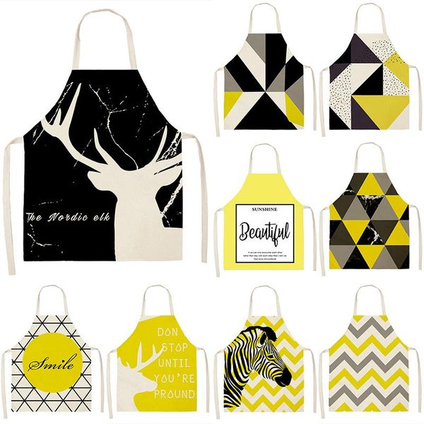 

aprons yellow zebra pineapple geometric pattern goods for home kitchen apron hairdresser master kids