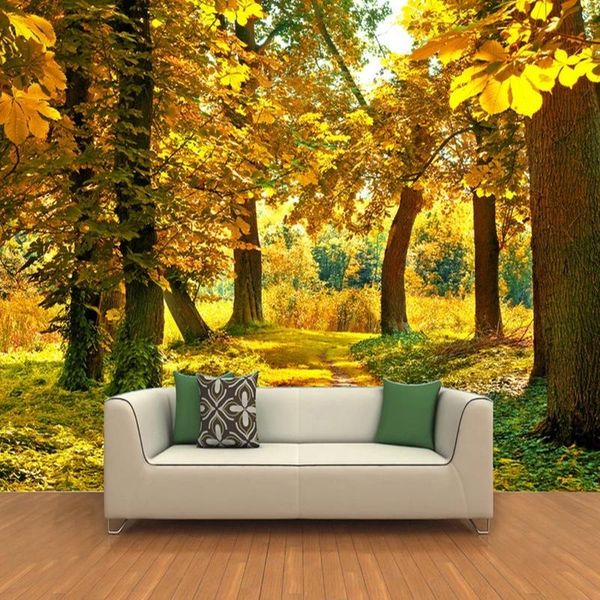 

autumn forest 3d mural nature po living room dining romantic interior decor non-woven wallpaper waterproof wallpapers