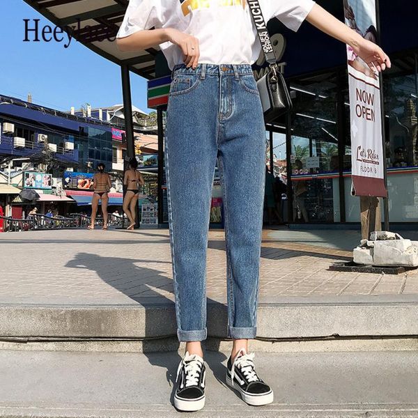 

women's jeans plus size women high waist boyfriend for mom sell 2021 spring cotton blue denim pant harem pants