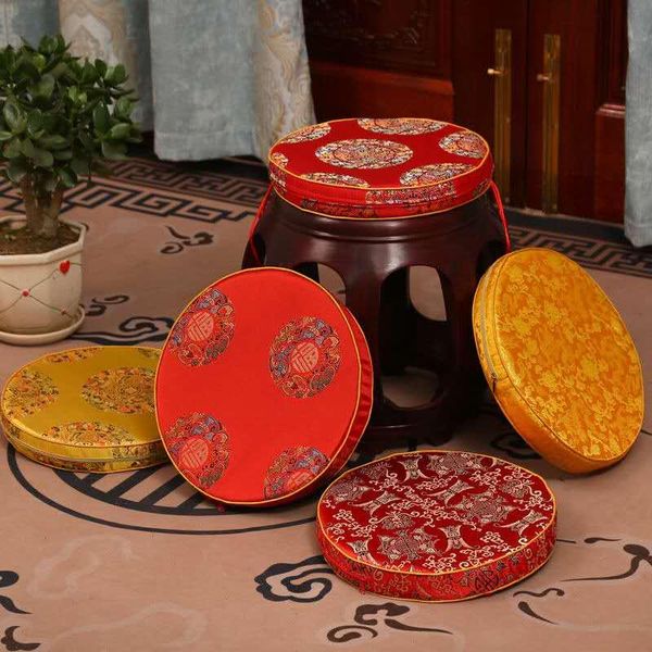 

cushion/decorative pillow custom luxury thick 4cm round bench pads seat cushion silk satin non-slip drum stool dining chair comfortable sitt