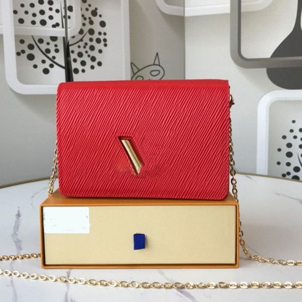 

women handbag purse chain flap bag shoulder bags fashion grain genuine leather plain hardware twist lock water ripple cowhide