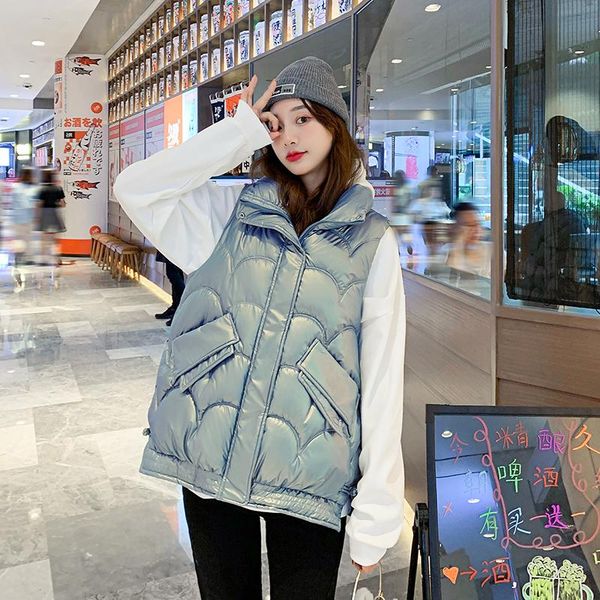 

women's vests fitaylor 2021 autumn winter vest women cotton sleeveless jacket casual loose waistcoat big pocket black pink white, Black;white