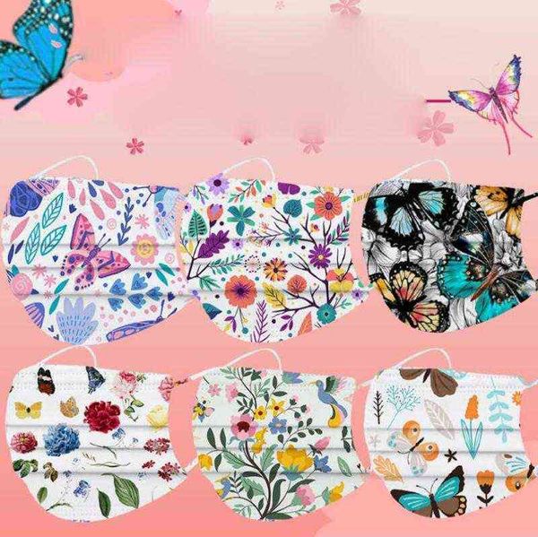 

party fashion 3 layer 95% filtration efficiency men women butterfly mixture printing disposable face masks dustproof prevention