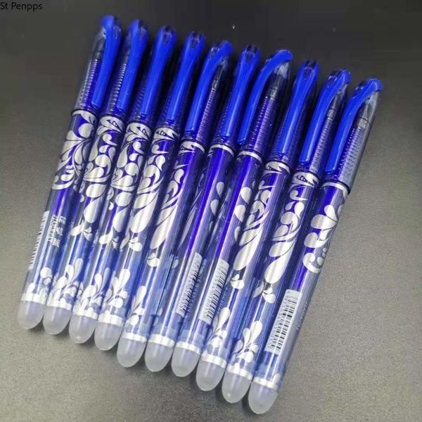 

ballpoint pens 10pcs 0.5mm writing nib rod erasable pen erase blue black ink refill school student stationery office supplies, Blue;orange