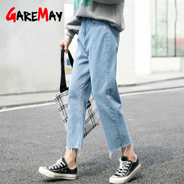 

tataria boyfriend jeans for women high waist casual loose denim harem pants female ankle-length wide leg 210428, Blue
