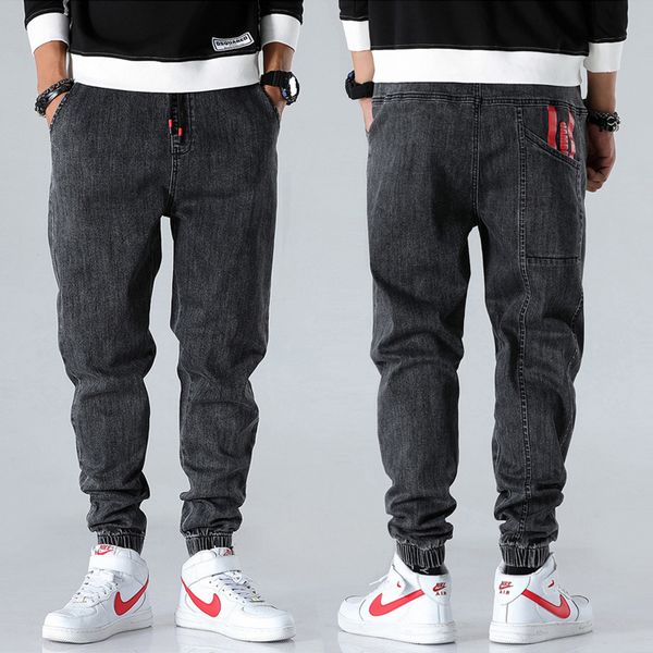 

jeans spring summer fashion men jeans plus size -7xl loose fit casual denim cargo pants streetwear hip hop joggers wide leg trousers, Blue