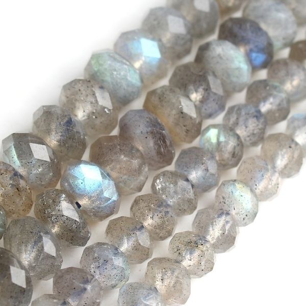 

natural faceted grey labradorite stone rondelle spacer loose beads for jewelry making 3x5mm 4x7mm diy bracelet necklace 15 inch