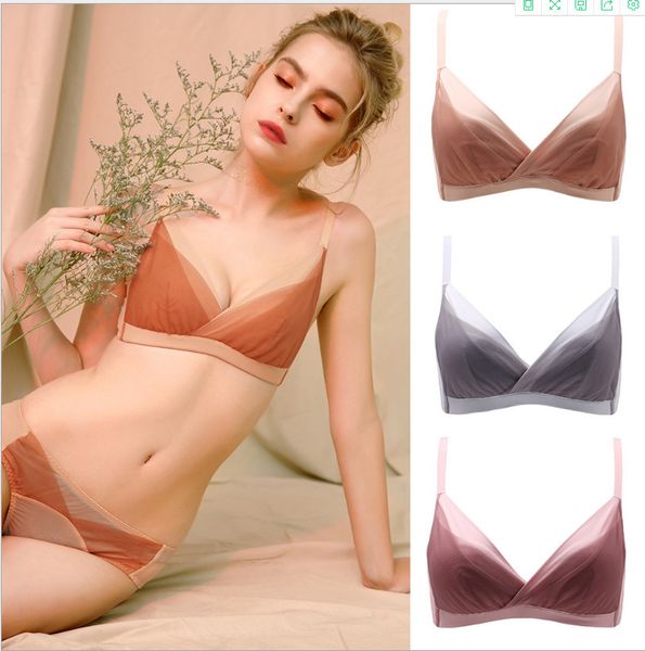 

bra set 105# romantic tulle girl underwear thin cup rimless suit, Red;black