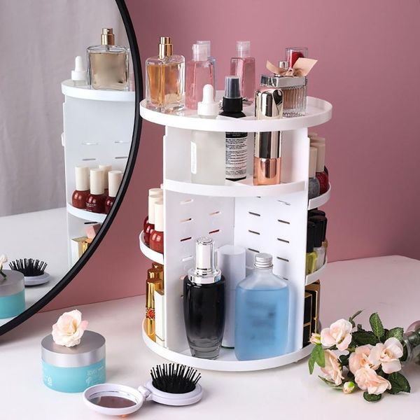 

hooks & rails 360 degree rotating cosmetic display spinning rack storage box makeup