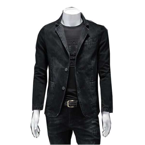 

men's jackets denim suit jacket slim casual single button 2021, Black;brown