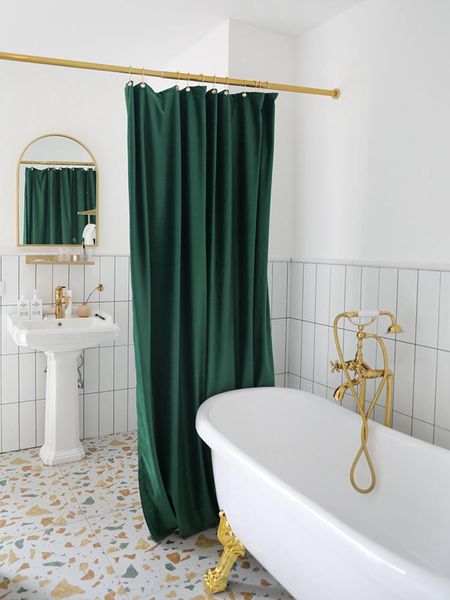 

not in/velvet shower curtain waterproof thicked cloth bathroom bathtub lsolation water tools home decoration weighted curtains