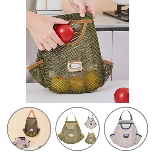 

storage bags useful shopping handbag vegetable mesh bag flexible with side pocket