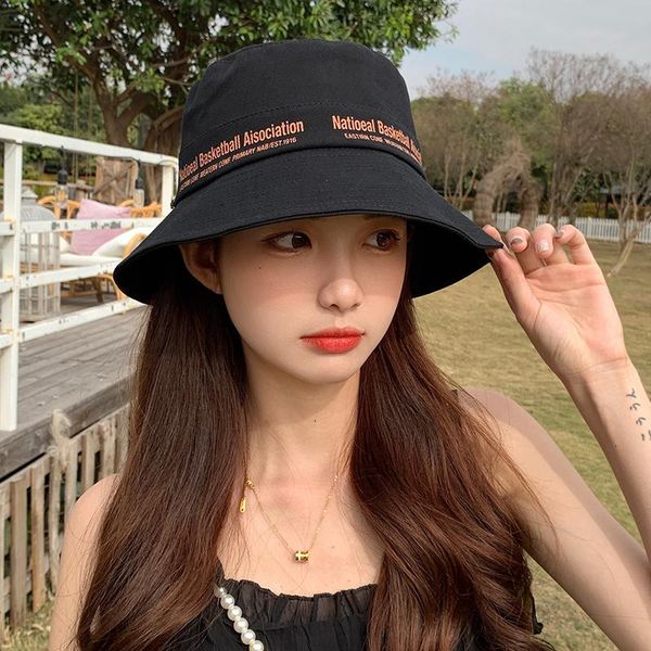 

wide brim hats for women japanese fishermen hat fashion letter sun protection cap summer outdoor basin, Blue;gray