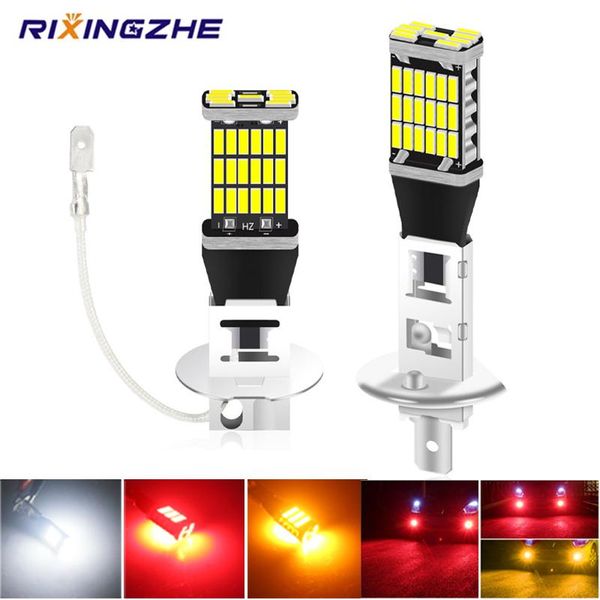 

car headlights 2pcs h1 led h3 lamps fog lights headlight bulbs 6000k white auto lamp day running light white/amber/red