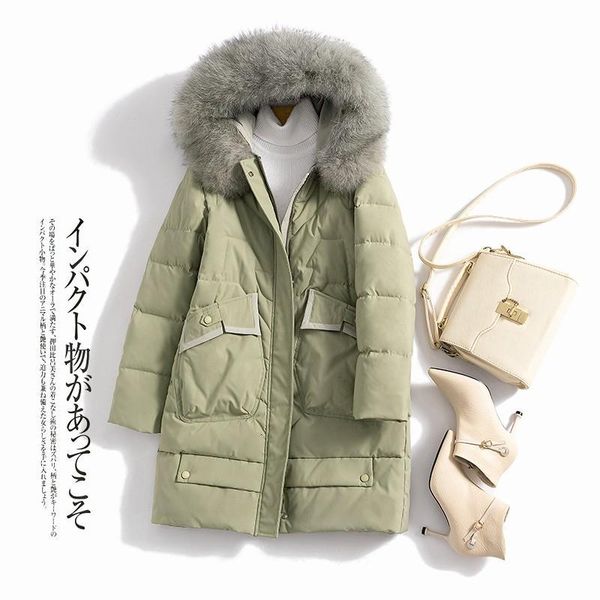 

women's down & parkas smlinan women winter jacket coat female thick cotton padded overcoat plus size slim long outwear fur hooded parka, Black