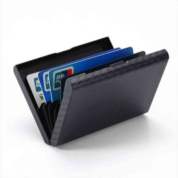 

carbon fiber wallet metal plastic card holders travel passport holder document organizer rfid men women, Red;black