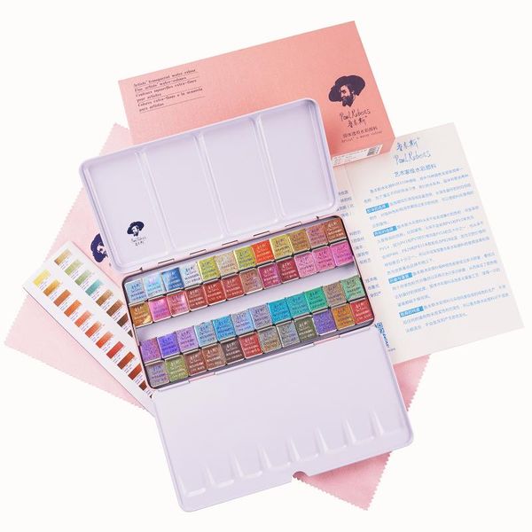

rubens 12/24/48 glitter watercolor paint solid colors artist paints pink portable metal case with palette gift sets