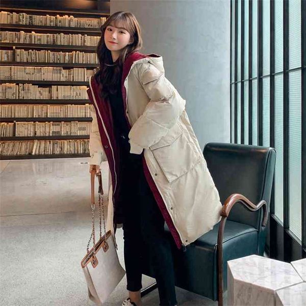 

women fashion brand parkas winter long jacket simple cuff design windproof warm female cotton-pad coats 210517, Black