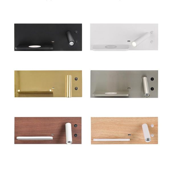 

wall lamp study room led lamps double switch control lights sconces usb port wireless charger shelf loft el book