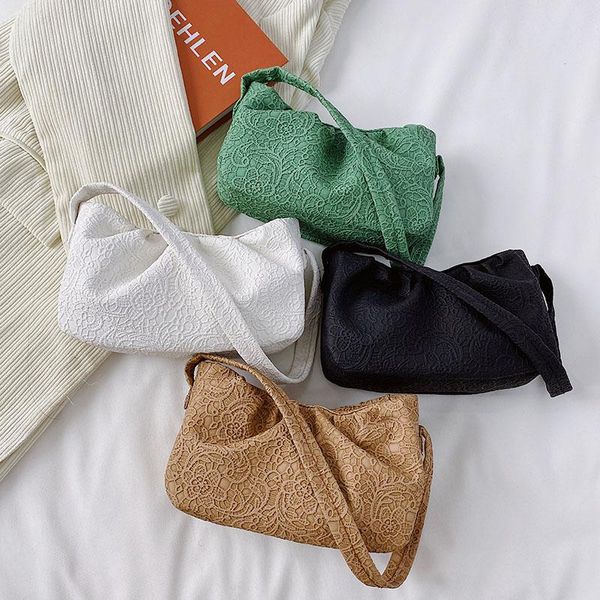

evening bags 2021 summer trend lace pu women's bag fashion underarm small fresh shoulder fold cloud designer handbags promotion