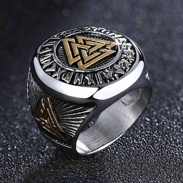 

zorcvens 2021 new fashion punk vintage gold silver color stainless steel viking ring for men