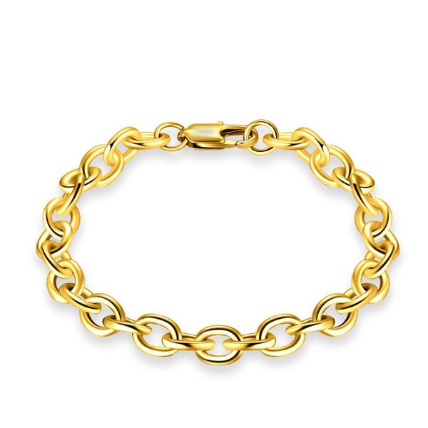 

link chain bracelet on hand gold silver for men cuban flat male bracelets mens fashion jewelry accessories gift 2021 link,, Black