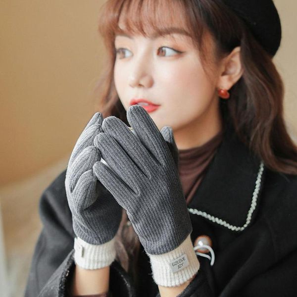 

five fingers gloves 2021 women' winter full finger touch screen to keep warm riding women cycling driving, Blue;gray