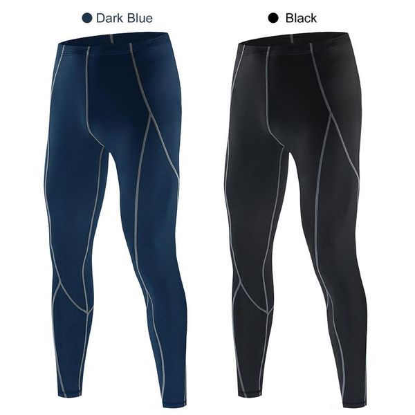 

men running compression pants tights sports leggings fitness sportswear long trousers gym training skinny leggins racing, Black;blue