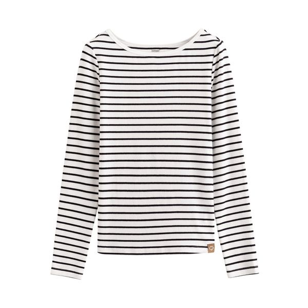 

inman 2021 spring new arrival striped cotton fashion slim versatile round neck bottomed spring womens t-shirt, White