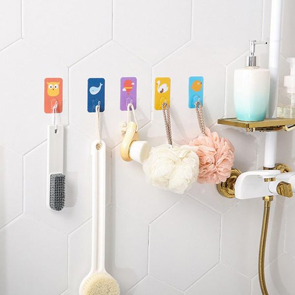 

cartoon wall-mounted hook strong self-adhesive water-proof stick keys storage traceless bathroom kitchen decorative hooks & rails