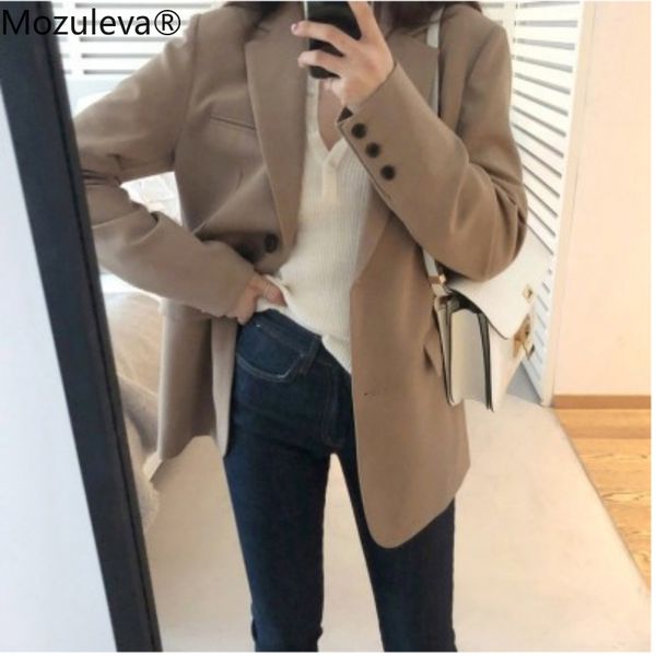 

women blazer autumn casual single botton pockets jackets female retro suits coat feminino s 210427, White;black