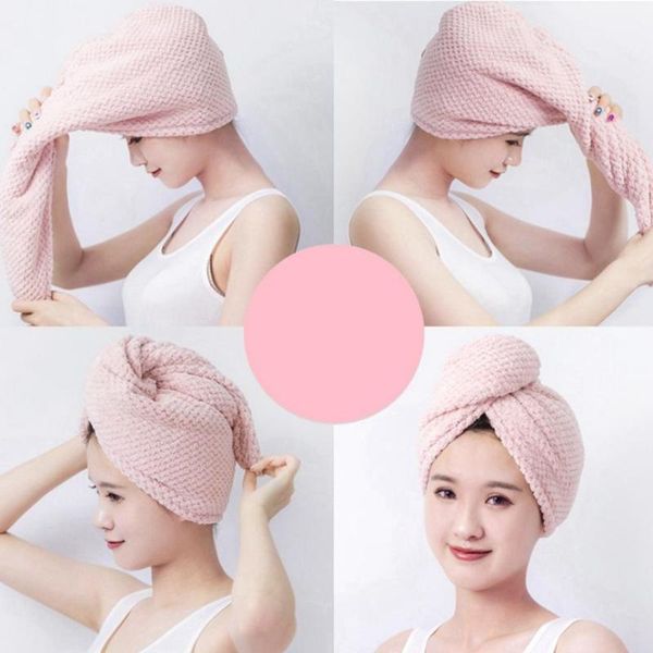 

pineapple grain microfiber hair drying towel 5 colors towels turban fast absorbent shower cap bath berets, Blue;gray