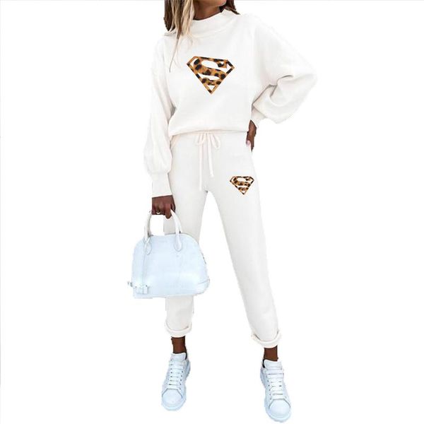 

women's two piece pants bikinis secret winter fashion solid color set women simple casual long sleeve trousers slim female jogging suit, White