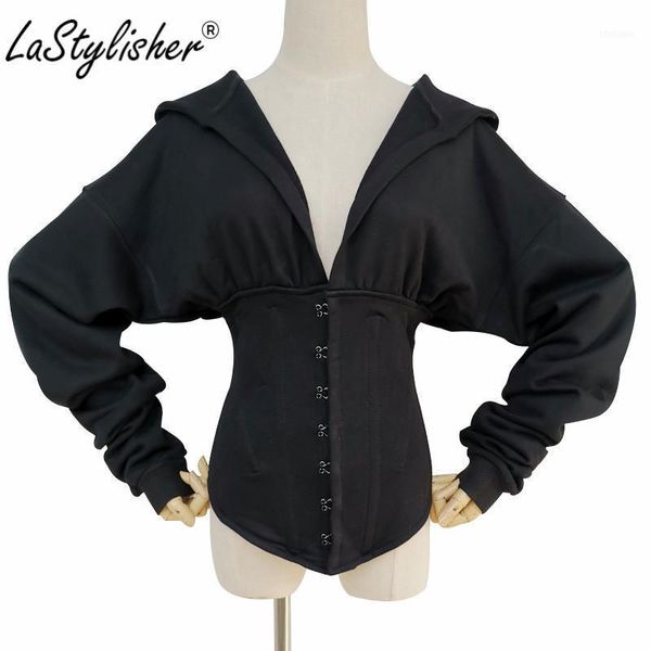 

neck long sleeve tunic slim hoodie sweatshirt pullover black korean hooded for women autumn female hoodies 2021 1